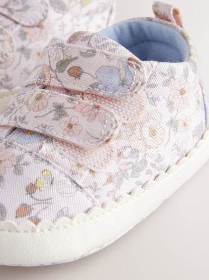 Pink Floral Touch Fasten Baby Trainers Immediate
