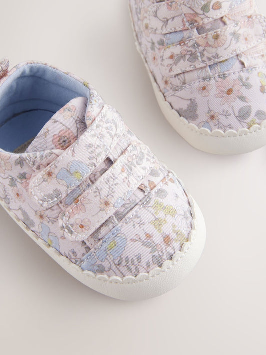 Pink Floral Touch Fasten Baby Trainers Immediate