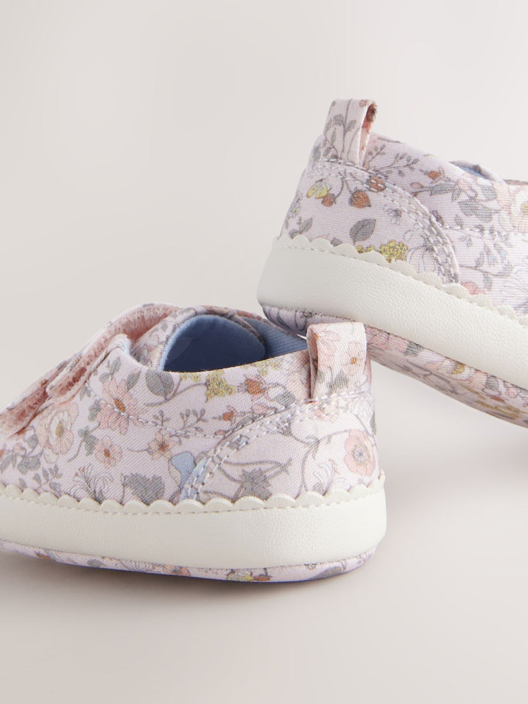 Pink Floral Touch Fasten Baby Trainers Immediate