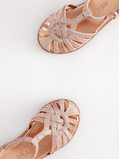 Pink Glitter Fisherman Occasion Sandals Immediate
