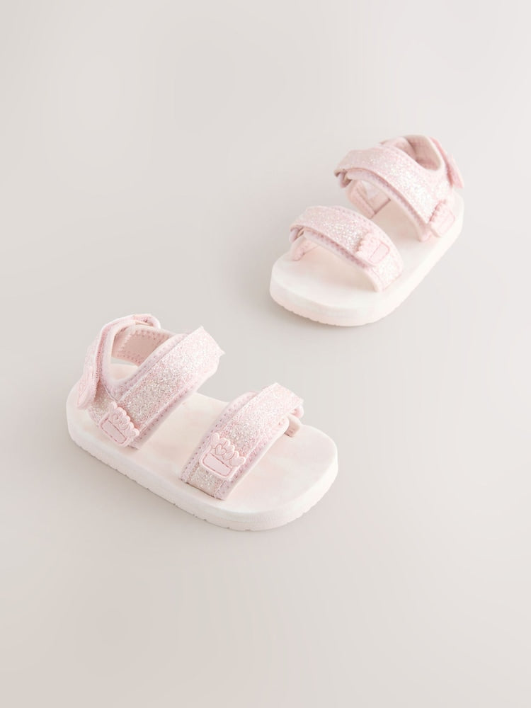 Pink Glitter Trekker Sandals Immediate