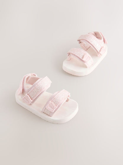 Pink Glitter Trekker Sandals Immediate