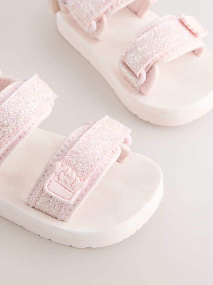 Pink Glitter Trekker Sandals Immediate