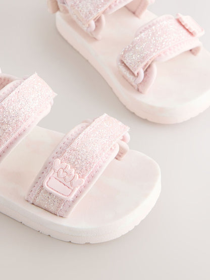 Pink Glitter Trekker Sandals Immediate