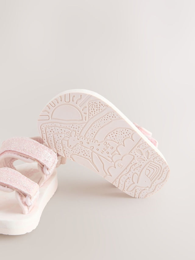 Pink Glitter Trekker Sandals Immediate