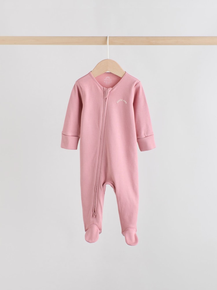 Pink Heart Two Way Zip Baby Sleepsuits 3 Pack Immediate