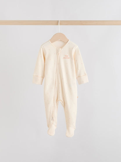 Pink Heart Two Way Zip Baby Sleepsuits 3 Pack Immediate