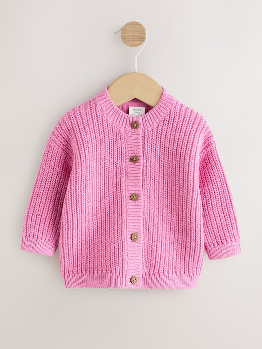 Pink Little Giggles Baby Embroidered Back Cardigan