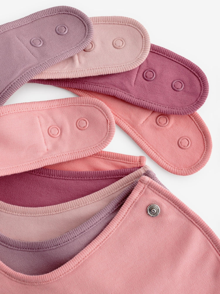 Pink Plain 5 Pack Baby Bibs