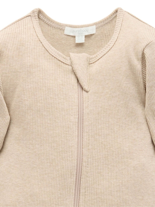 Purebaby Natural Ribbed Zip Sleepsuit