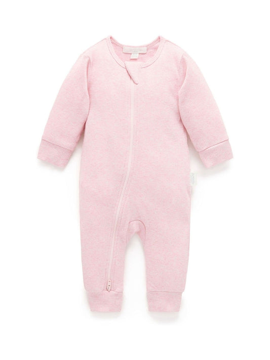 Purebaby Pink Ribbed Zip Sleepsuit