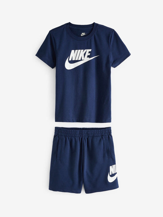 Nike Navy Club T-Shirt and Shorts Set image 2
