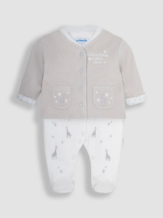 JoJo Maman Bébé Grey 2-Piece Welcome Little One Sleepsuit & Jacket Set image 1