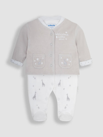 JoJo Maman Bébé Grey 2-Piece Welcome Little One Sleepsuit & Jacket Set image 1