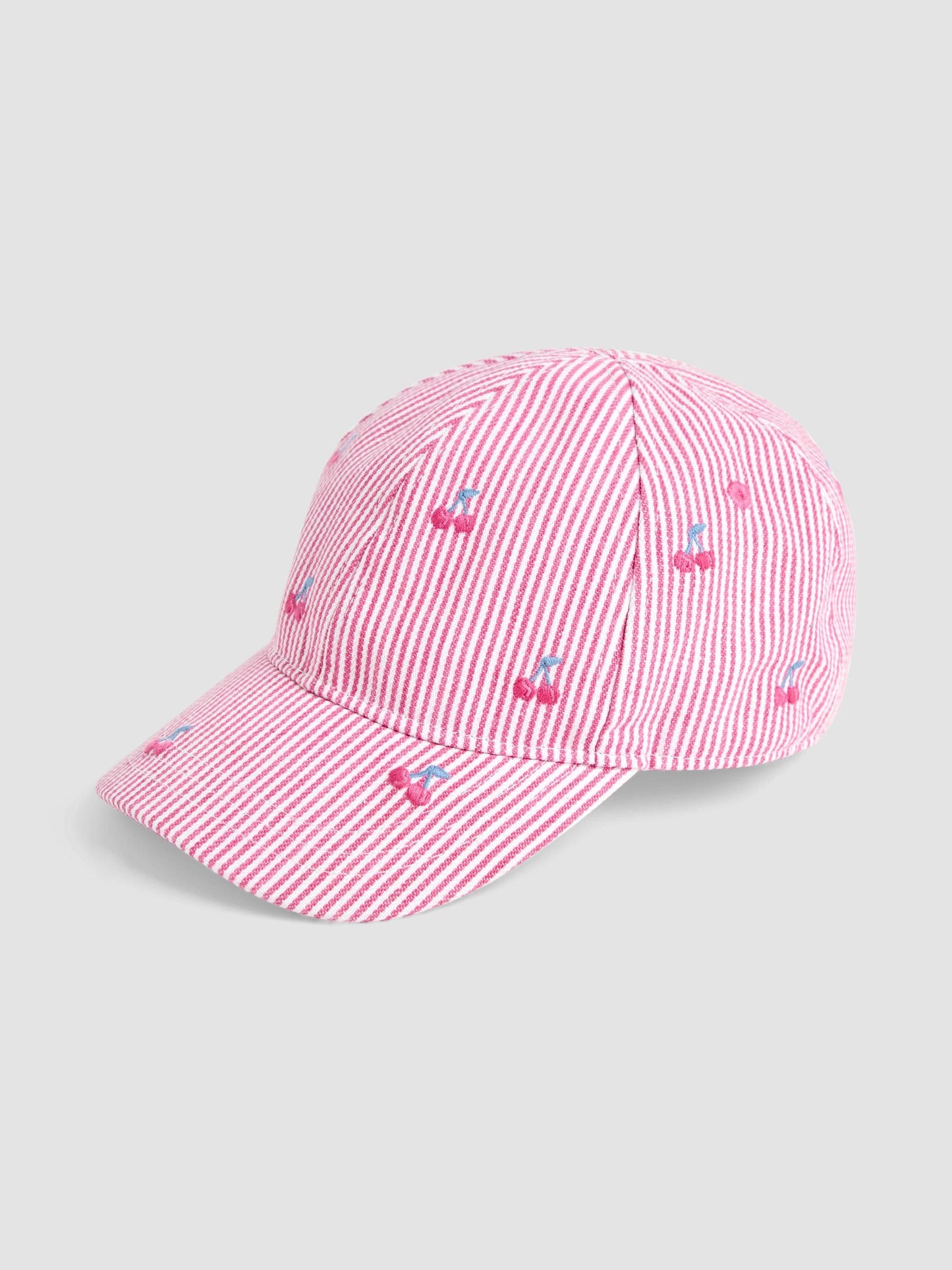 JoJo Maman Bébé Pink Cherry Embroidered Cap image 1