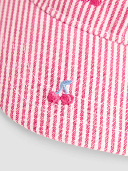 JoJo Maman Bébé Pink Cherry Embroidered Cap image 4