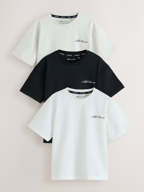 Dsiney Kidz - smALLSAINTS Black/White Script Crew Neck Relaxed T-Shirts 3 Pack image 1