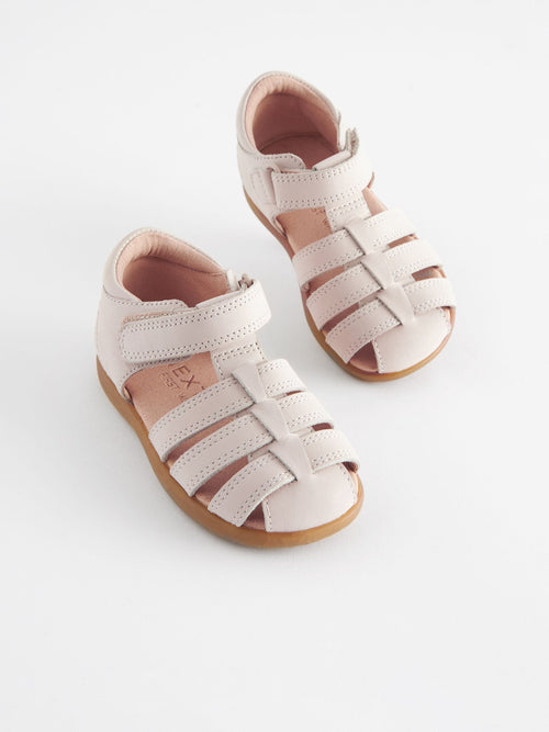 Stone Standard Fit (F) Baby Touch Fastening Leather First Walker Sandals image 1