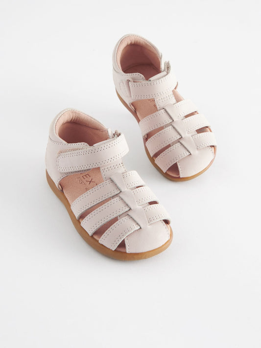 Stone Standard Fit (F) Baby Touch Fastening Leather First Walker Sandals image 1
