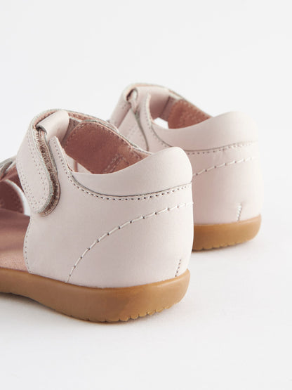 Stone Standard Fit (F) Baby Touch Fastening Leather First Walker Sandals image 3