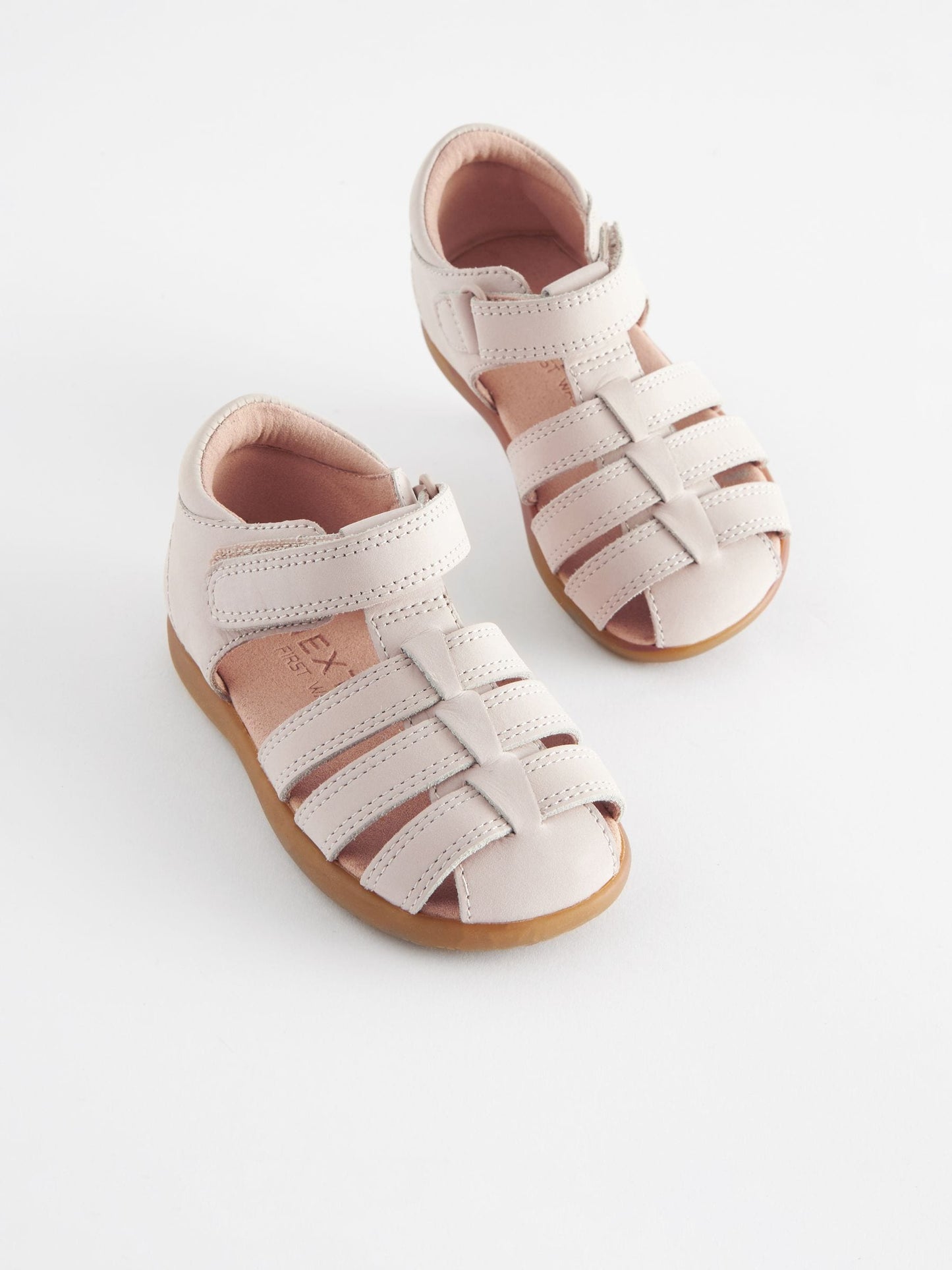 Stone Wide Fit (G) Baby Touch Fastening Leather First Walker Sandals image 1
