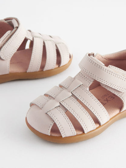 Stone Wide Fit (G) Baby Touch Fastening Leather First Walker Sandals image 5