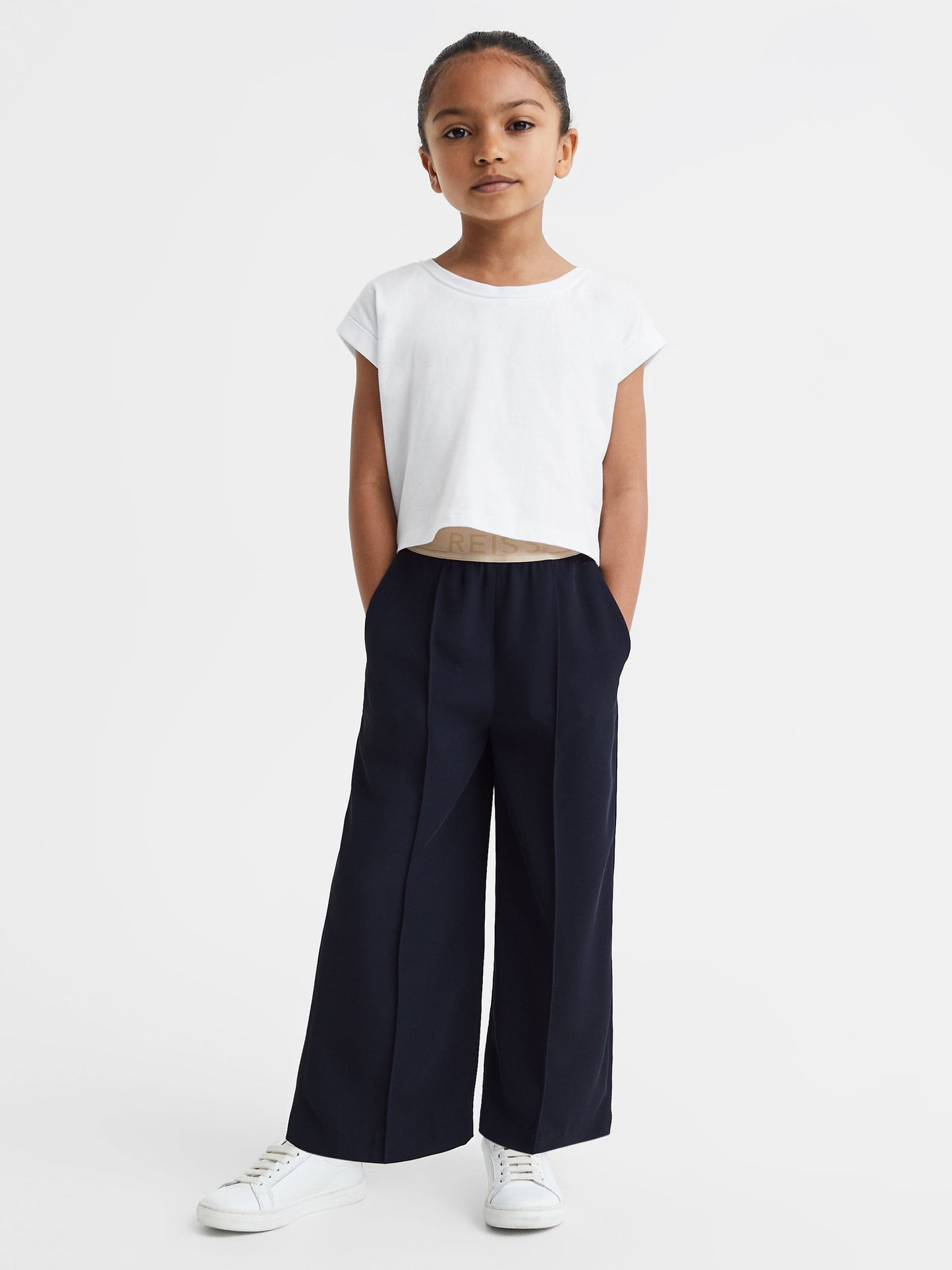 Dsiney Kidz - Reiss White Terry 4-9 yrs Cotton Crew Neck Crop Top image 1