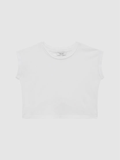 Dsiney Kidz - Reiss White Terry 4-9 yrs Cotton Crew Neck Crop Top image 2