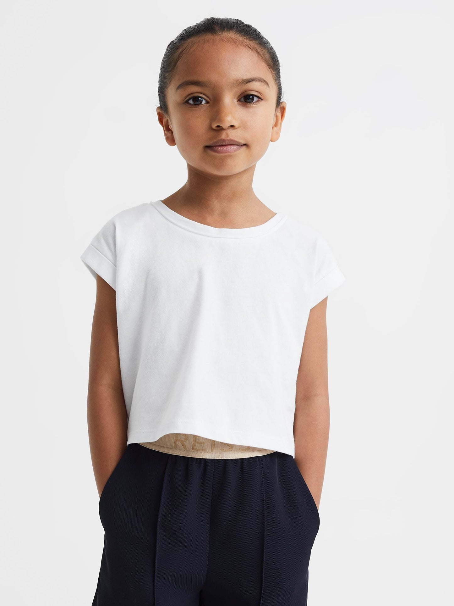 Dsiney Kidz - Reiss White Terry 4-9 yrs Cotton Crew Neck Crop Top image 3