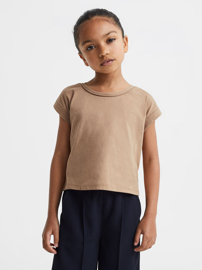 Dsiney Kidz - Reiss Camel Terry 9-13 yrs Cotton Crew Neck Crop Top image 1