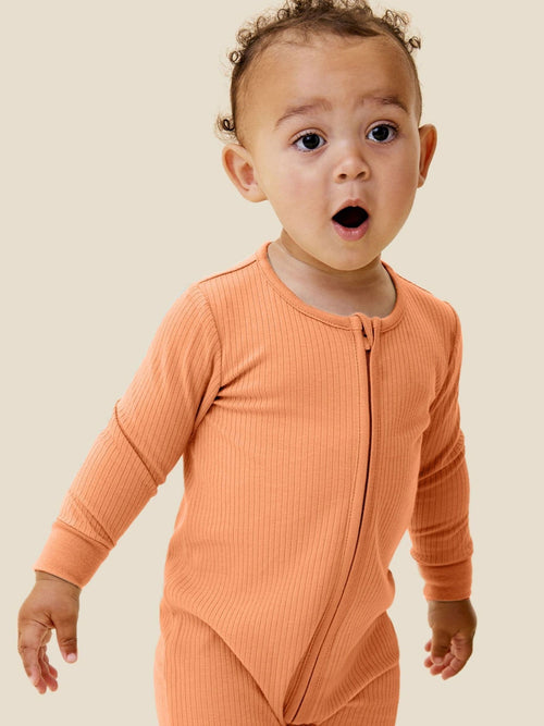 MORI Orange MORI Cotton Ribbed Zip Up Sleepsuit image 1