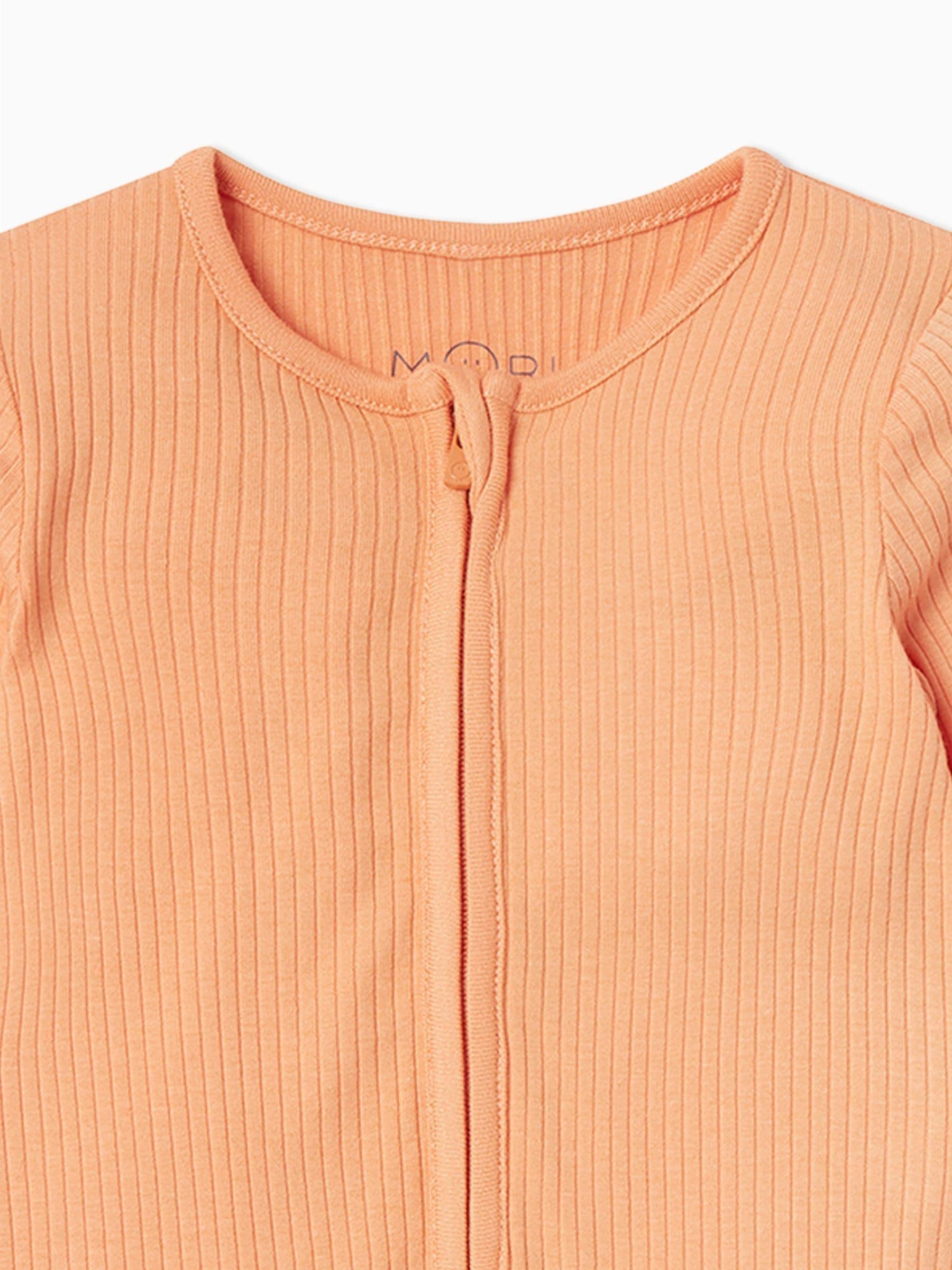 MORI Orange MORI Cotton Ribbed Zip Up Sleepsuit image 3
