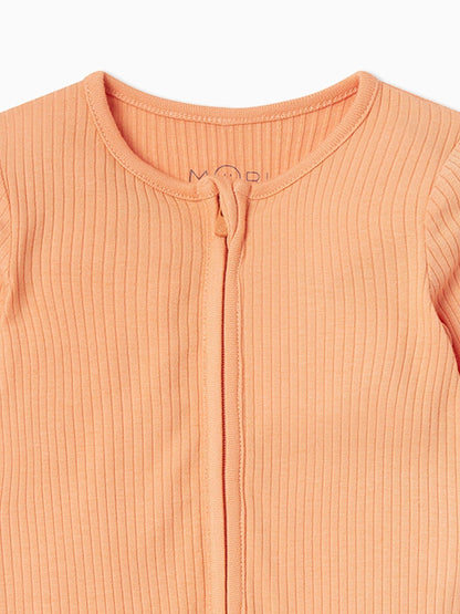 MORI Orange MORI Cotton Ribbed Zip Up Sleepsuit image 3