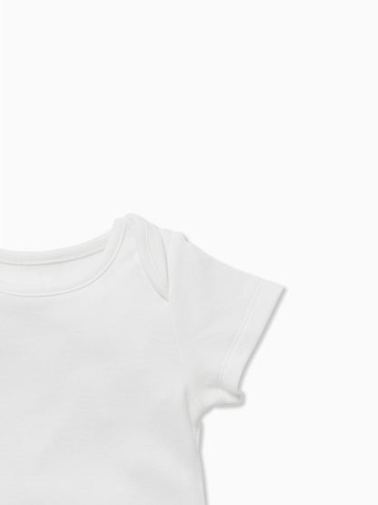 MORI White Short Sleeve Envelope Neckline Bodysuit image 2