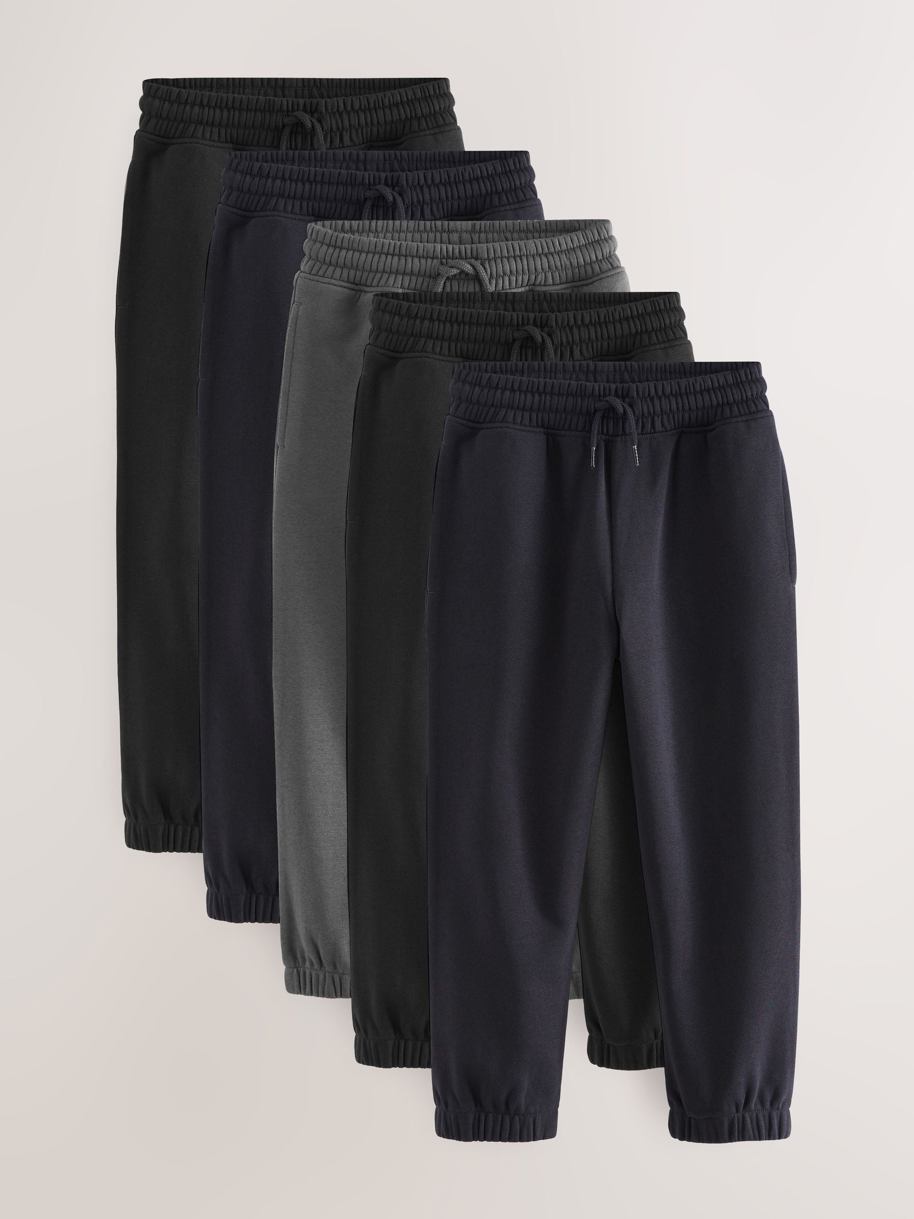 Dsiney Kidz - Black/Navy/Grey Regular Fit Basic Joggers 5 Pack (3-16yrs) image 1