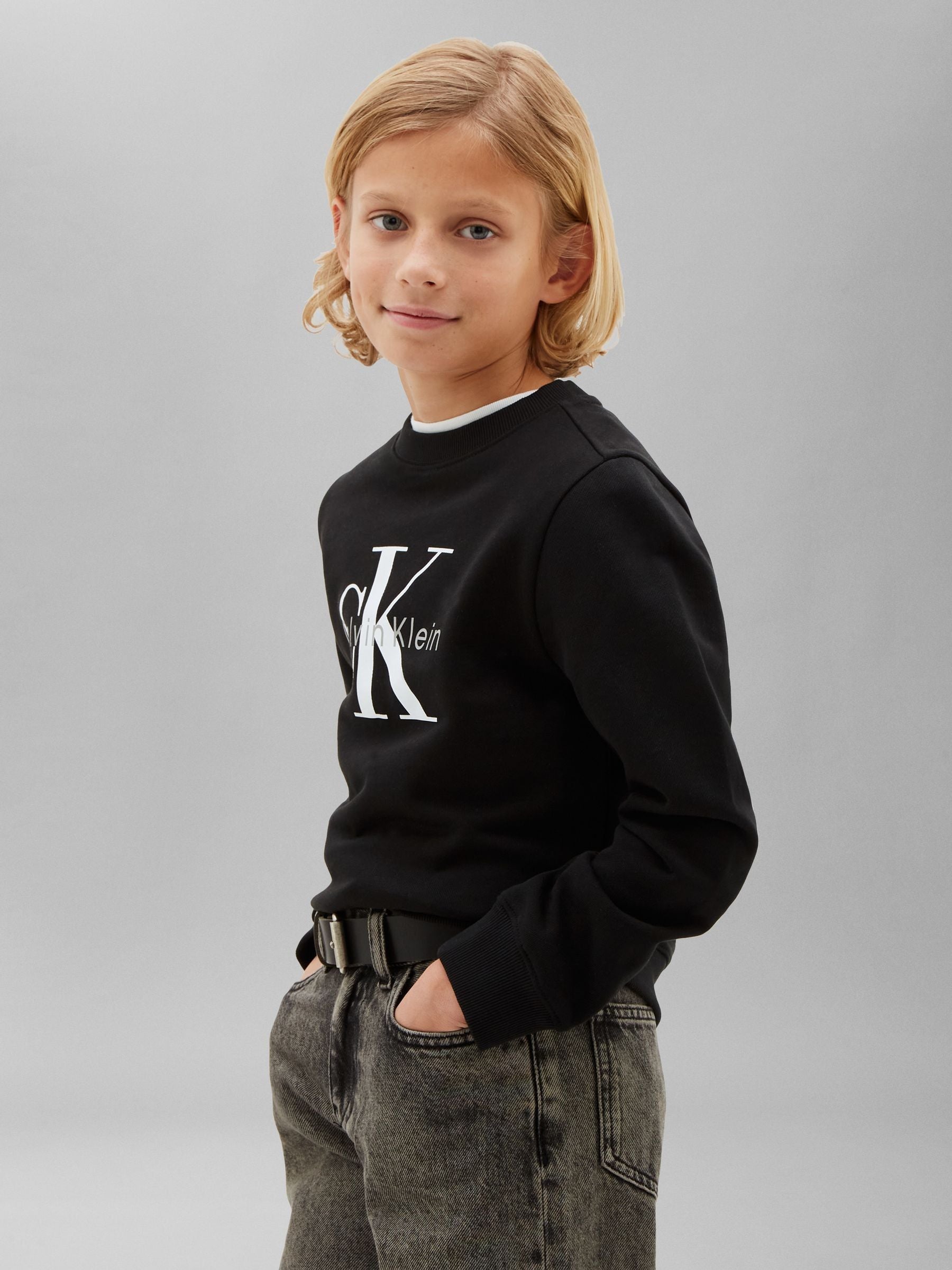 Dsiney Kidz - Calvin Klein Jeans Black Kids' Signature Logo Sweatshirt image 1