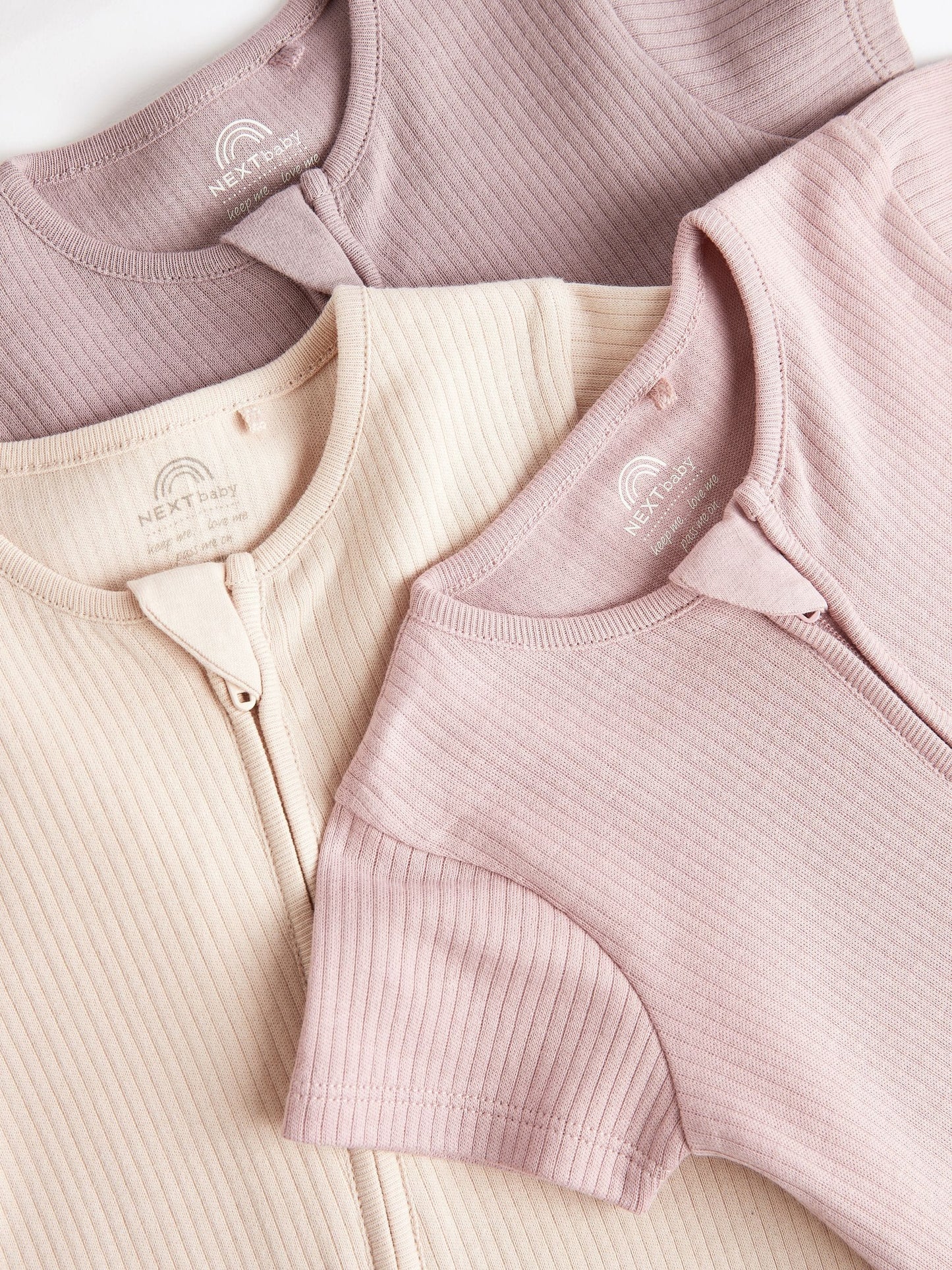 Pale Pink 3 Pack Two Way Zip Baby Romper (0mths-3yrs) image 4