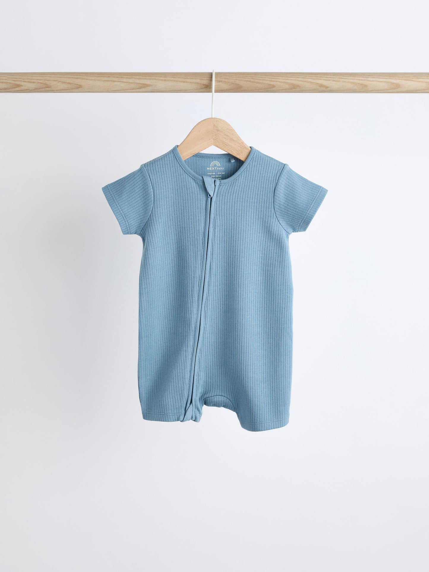 Blue Baby Two Way Zip 100% Cotton Rompers 3 Pack (0-3yrs) image 4