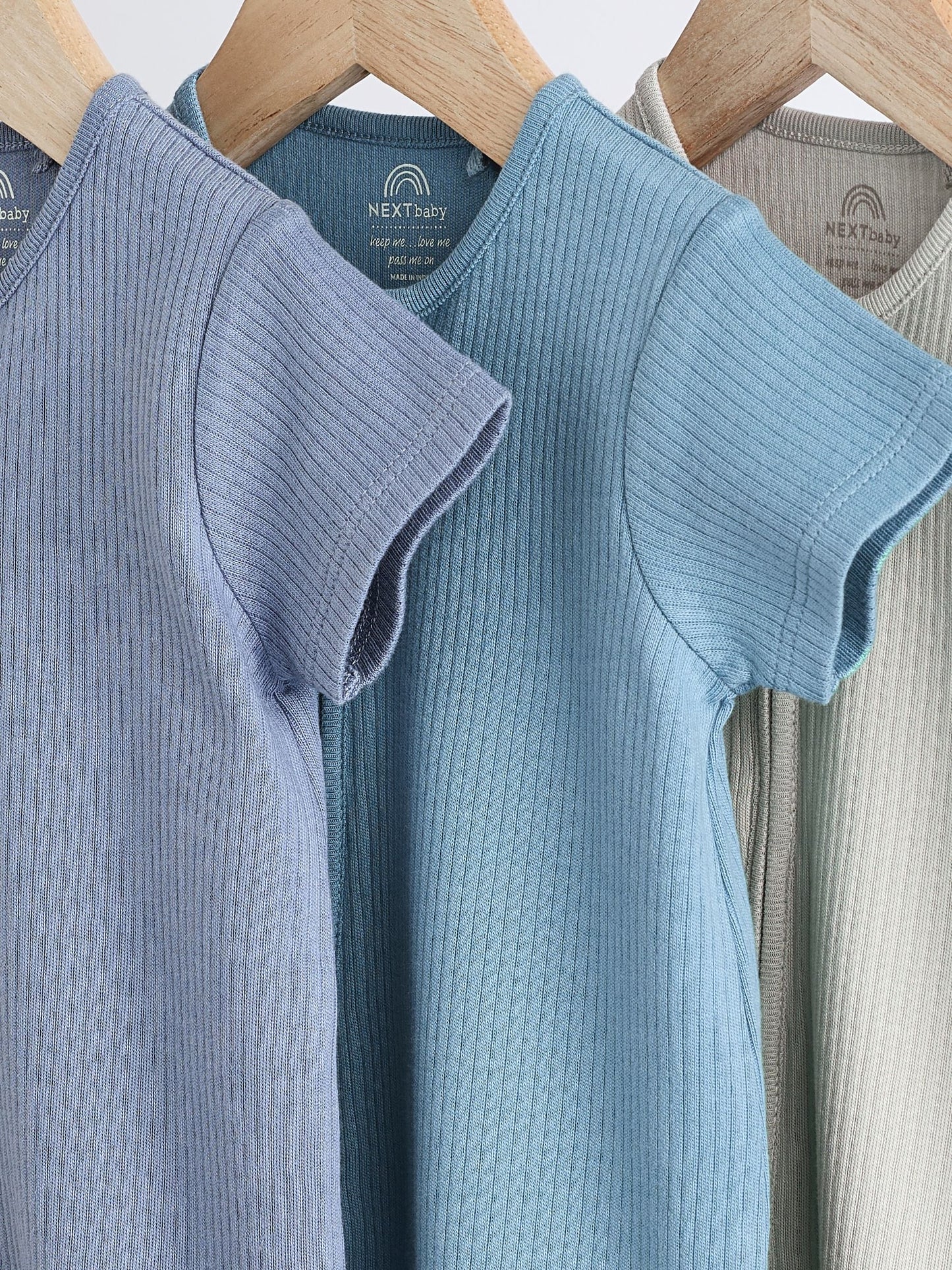 Blue Baby Two Way Zip 100% Cotton Rompers 3 Pack (0-3yrs) image 7