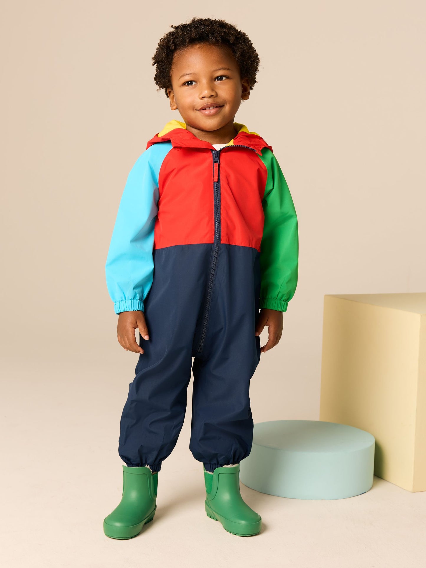 Dsiney Kidz - Red/Blue Colourblock Waterproof Fleece Lined Puddlesuit (3mths-7yrs) image 1