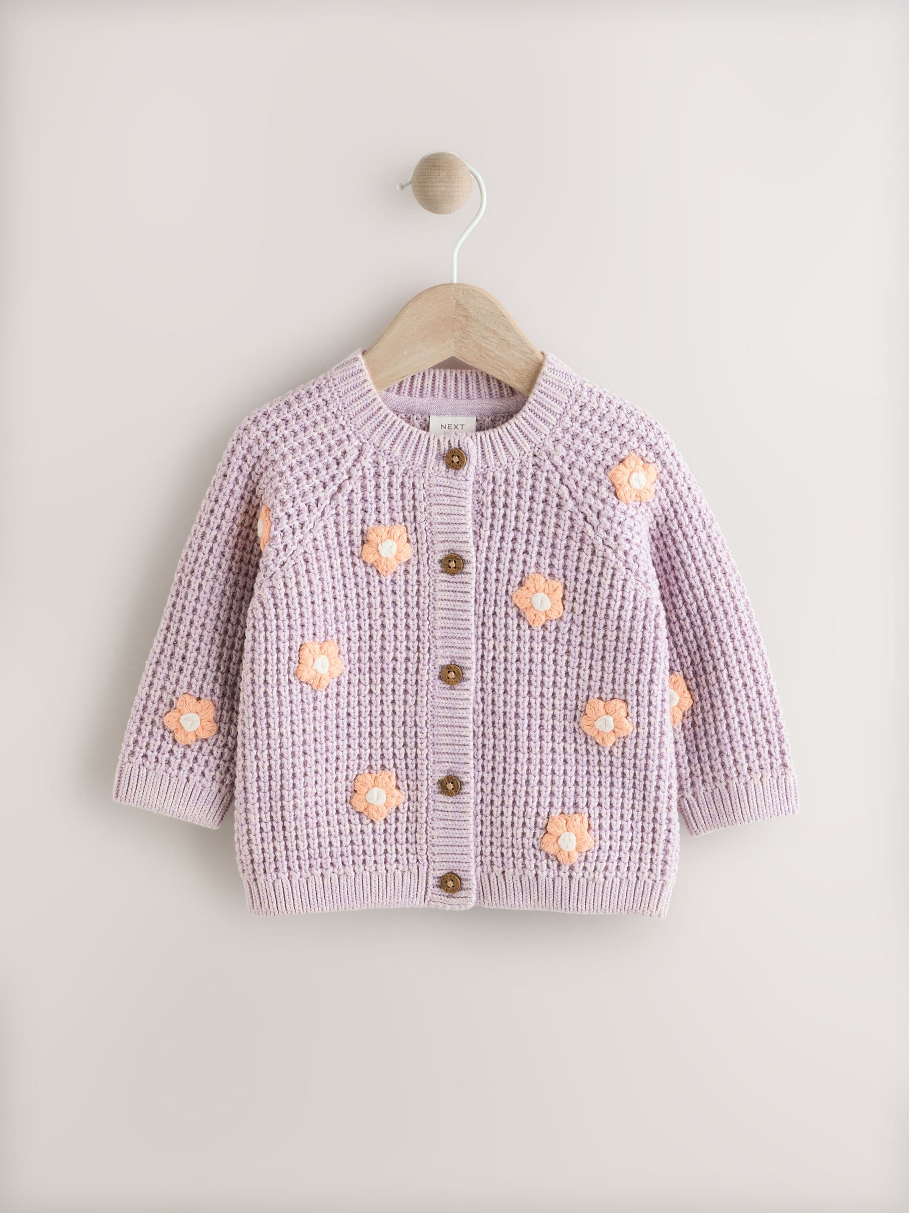 Dsiney Kidz - Purple and Apricot Flower Baby Embroidered Cardigan (0mths-2yrs) image 1