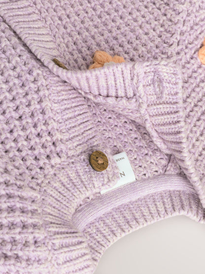 Dsiney Kidz - Purple and Apricot Flower Baby Embroidered Cardigan (0mths-2yrs) image 5