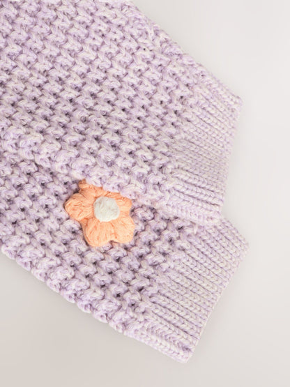 Dsiney Kidz - Purple and Apricot Flower Baby Embroidered Cardigan (0mths-2yrs) image 6