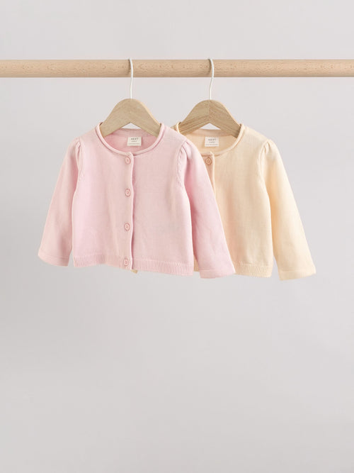 Dsiney Kidz - Pink/Neutral 100% Cotton Cardigans 2 Pack (0mths-3yrs) image 1