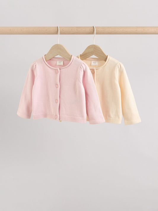 Dsiney Kidz - Pink/Neutral 100% Cotton Cardigans 2 Pack (0mths-3yrs) image 1