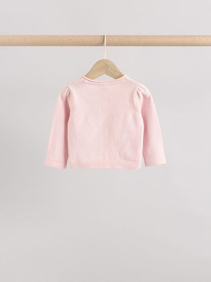 Dsiney Kidz - Pink/Neutral 100% Cotton Cardigans 2 Pack (0mths-3yrs) image 5