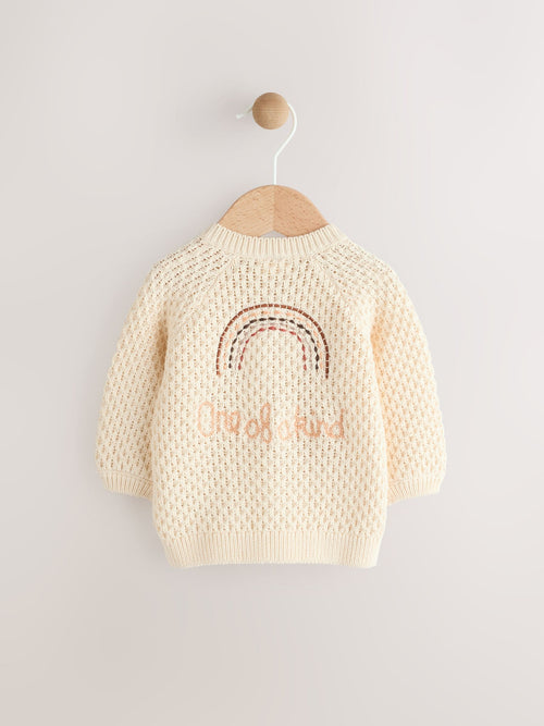 Dsiney Kidz - Ecru Knitted Embroidered Cardigan (0mths-2yrs) image 1