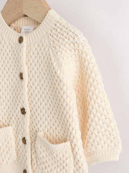 Dsiney Kidz - Ecru Knitted Embroidered Cardigan (0mths-2yrs) image 3