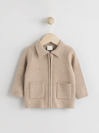 Tan Brown Zip front knitted Shacket (0mths-2yrs) - image 1