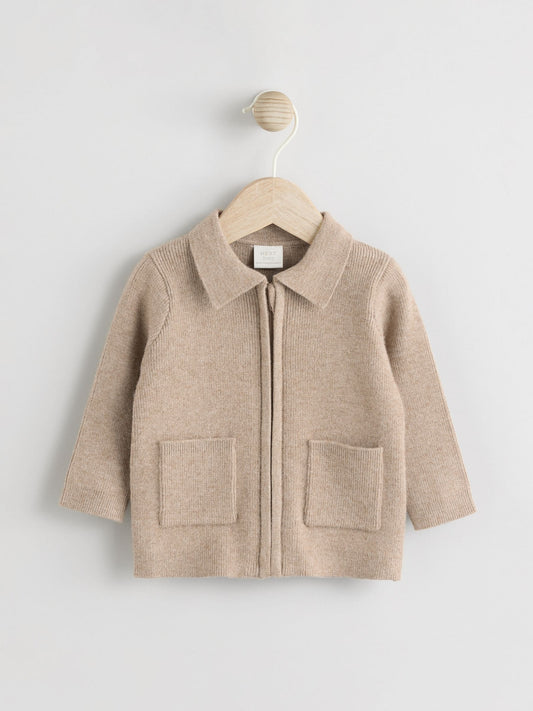 Tan Brown Zip front knitted Shacket (0mths-2yrs) - image 1